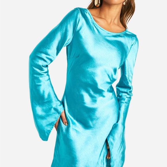 Satin Open Back Mini Dress - Picture 3 of 4